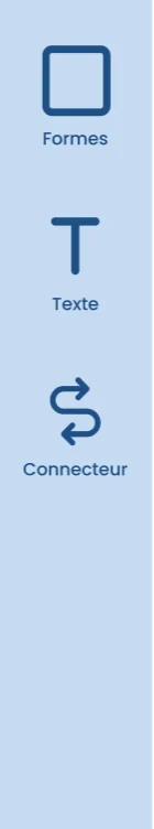 Barre de navigation de création : formes, texte, connecteur