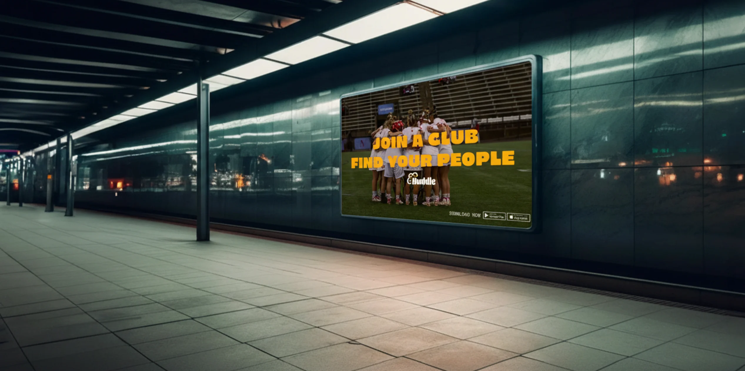 Affiche Huddle dans une station de métro