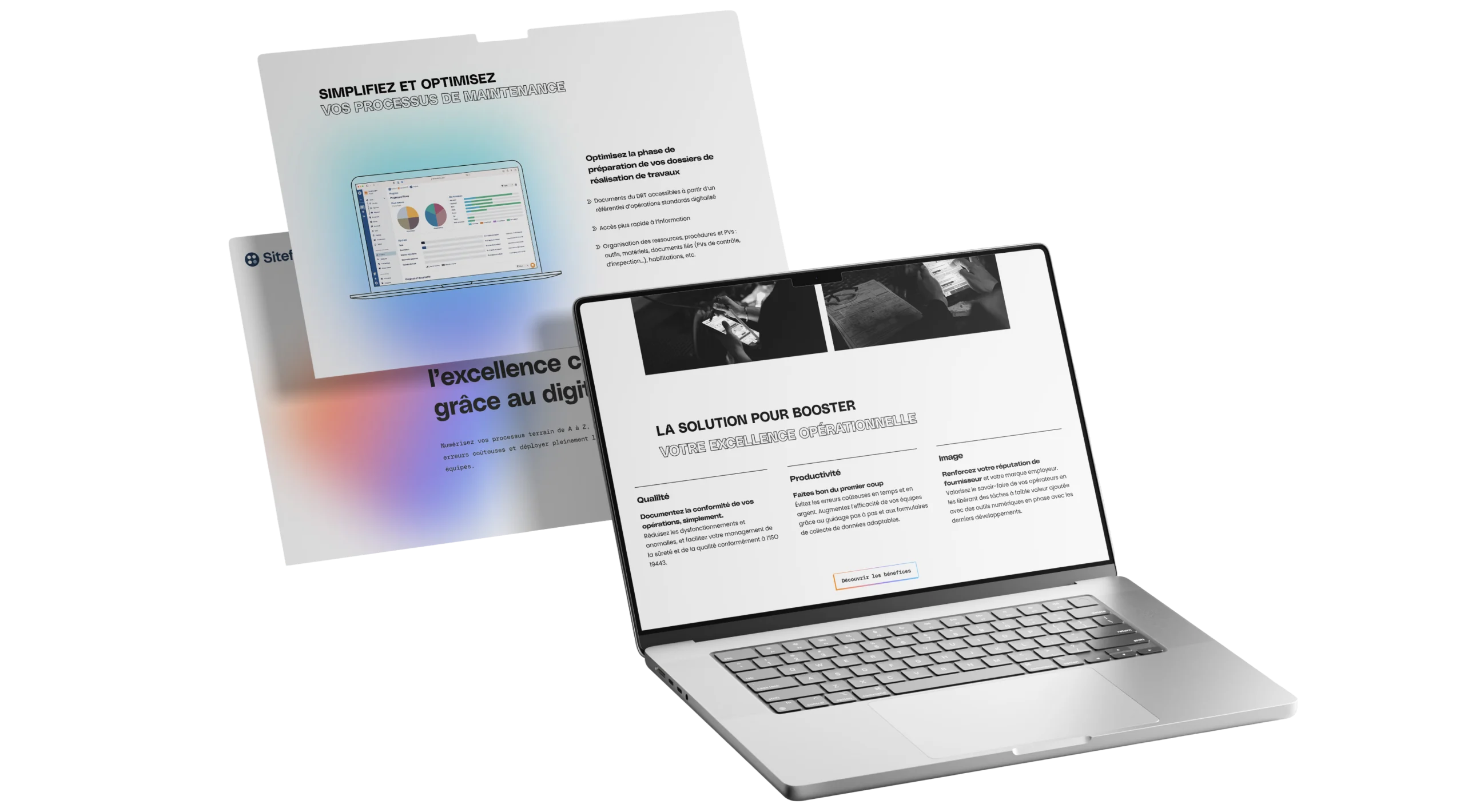 Mockups du nouveau site web Siteflow